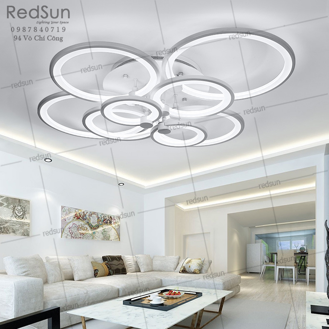 Mâm ốp trần Mika 8 ô tròn OT-007