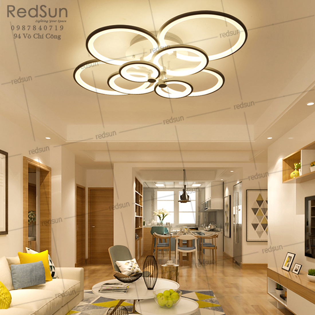 Mâm ốp trần Mika 8 ô tròn OT-007