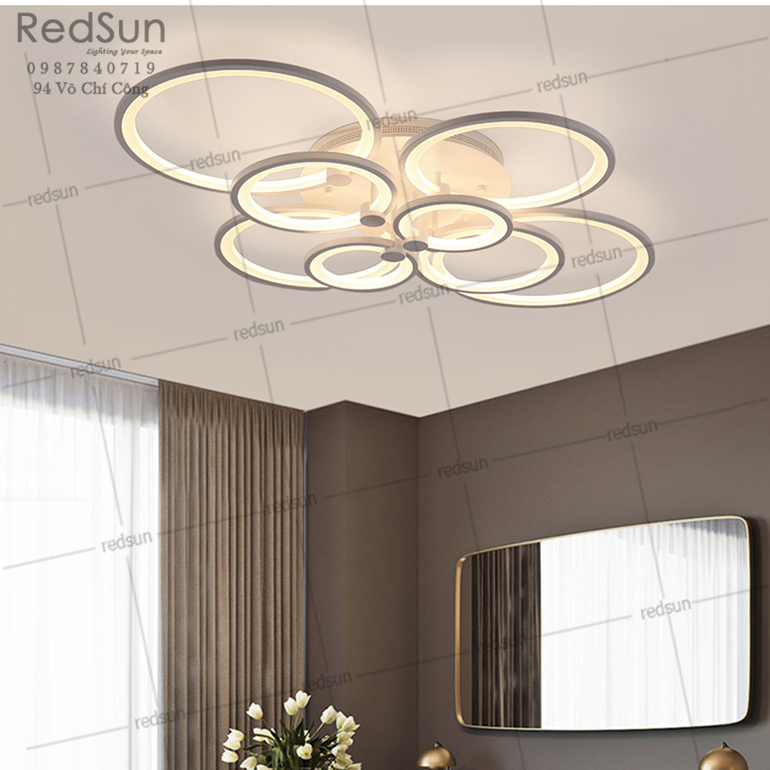 Mâm ốp trần Mika 8 ô tròn OT-007