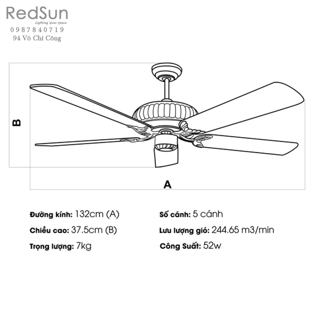 Quạt trần đèn KaiyoKukan KYO-021