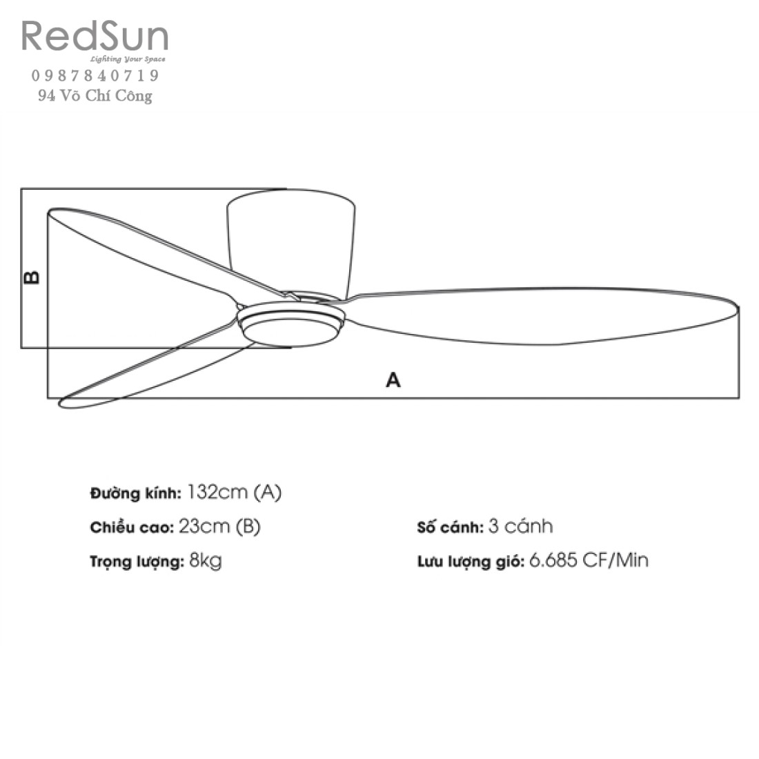 Quạt trần đèn KaiyoKukan SAITA-102 WH