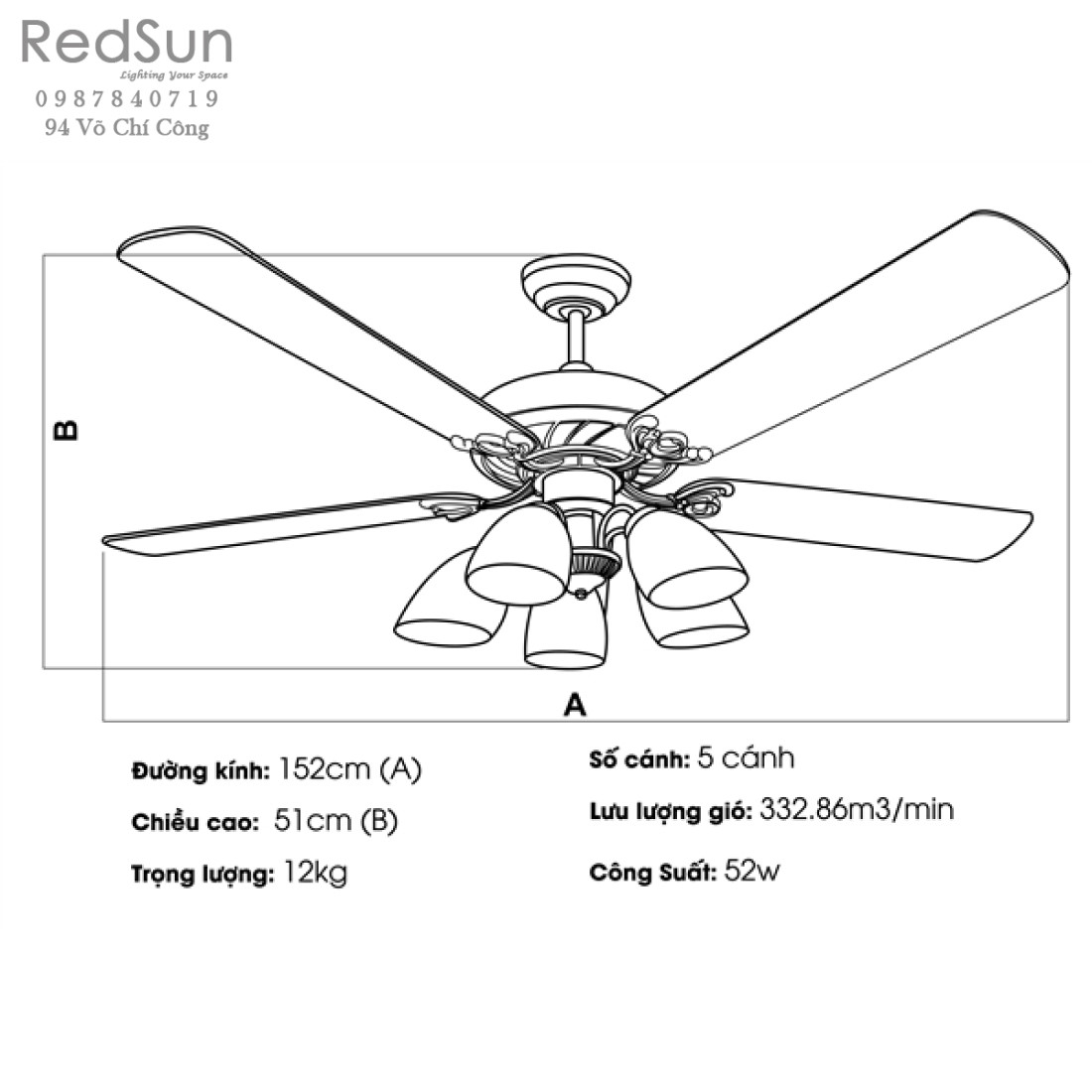 Quạt trần đèn KaiyoKukan TOKY-5025