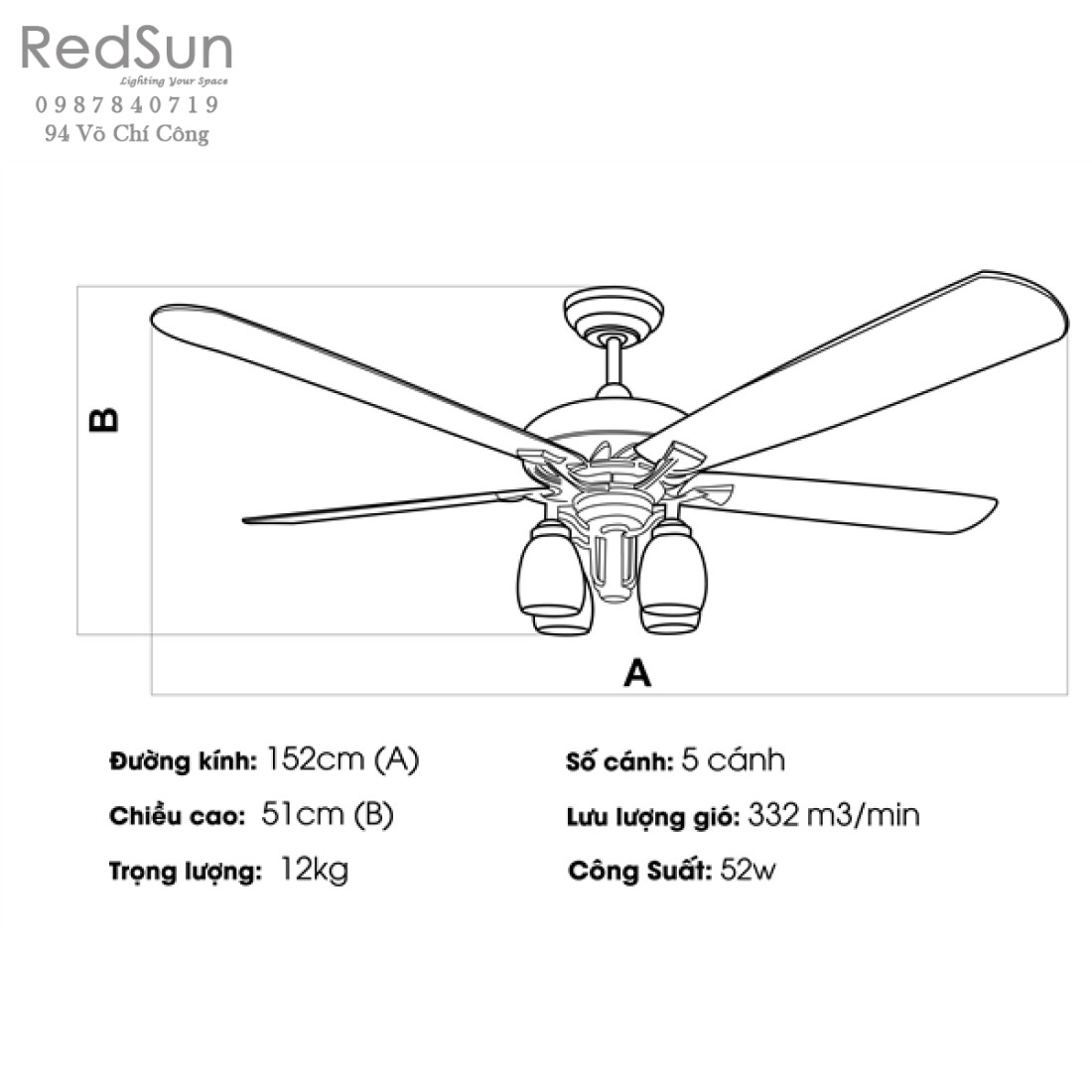 Quạt trần đèn KaiyoKukan YOKO-020