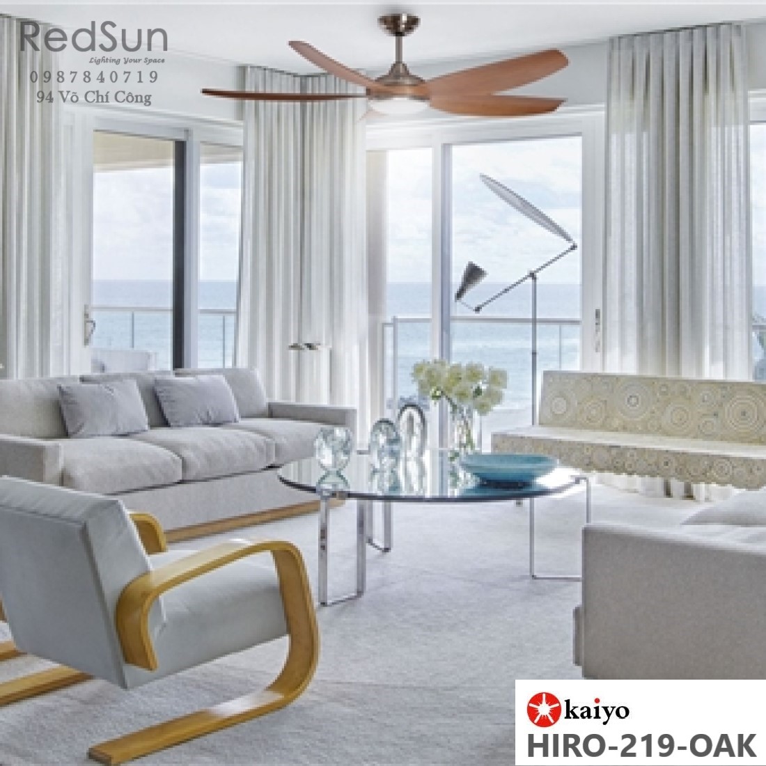 Quạt trần đèn KaiyoKukan HIRO-219-OAK