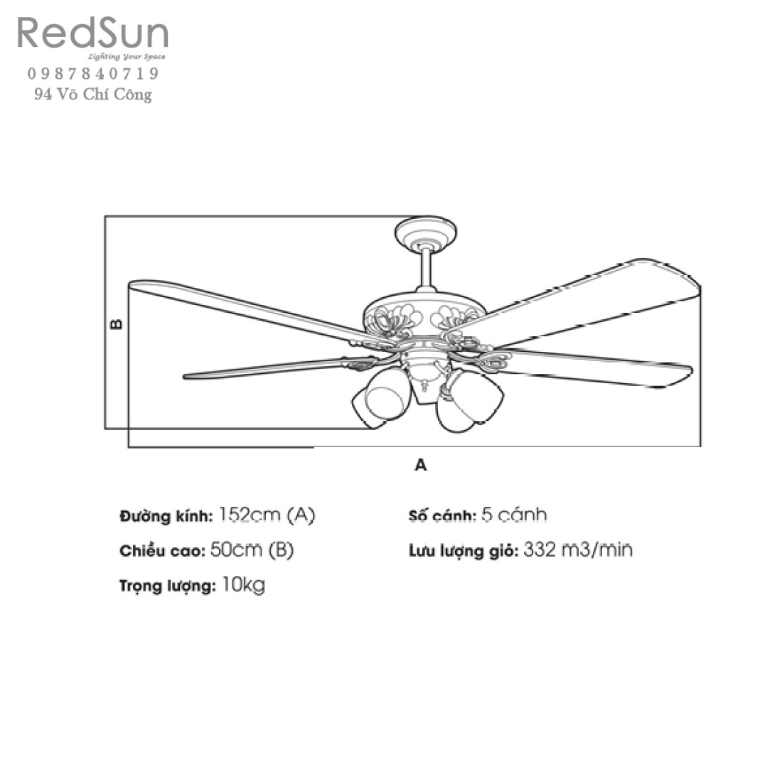 Quạt trần đèn KaiyoKukan KIKU-3310