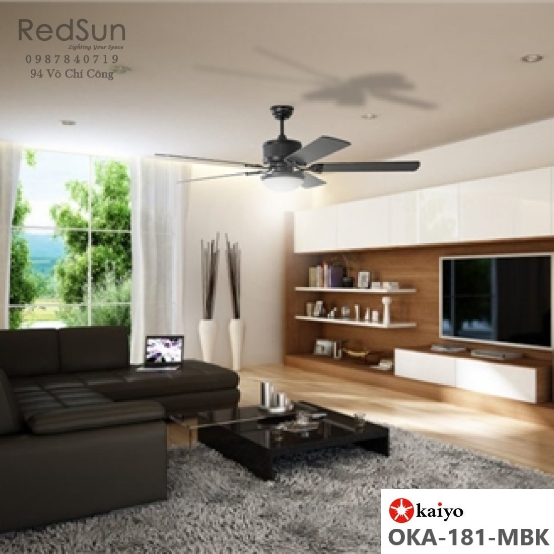 Quạt trần đèn KaiyoKukan OKA-181-MBK