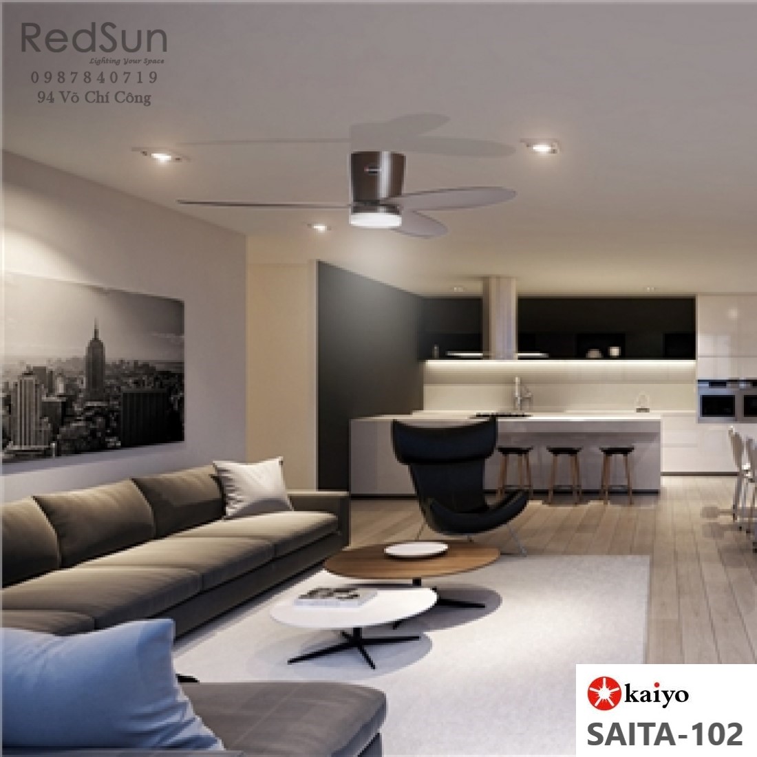 Quạt trần đèn KaiyoKukan SAITA-102 ORB