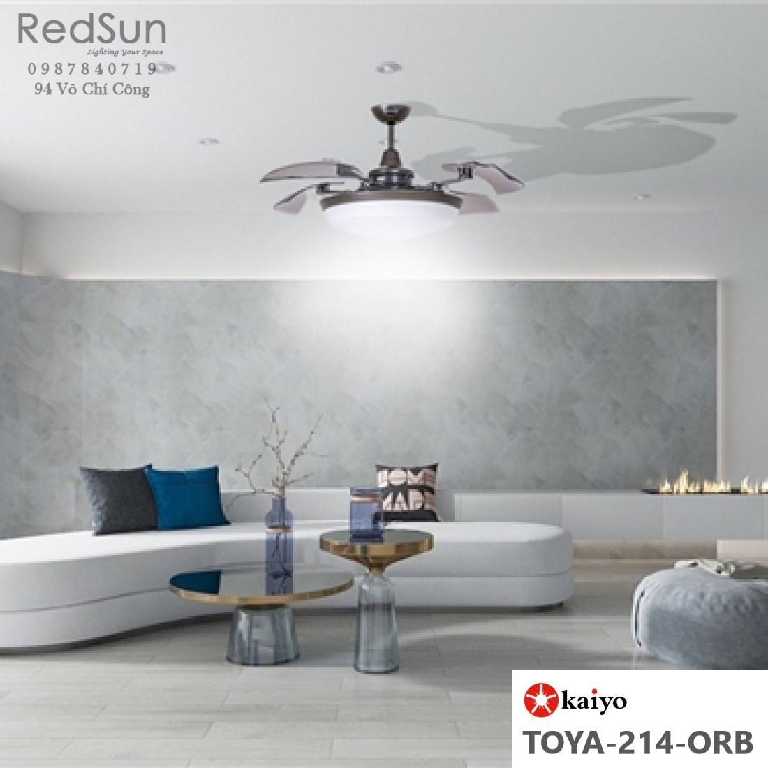Quạt trần đèn KaiyoKukan TOYA-214-ORB