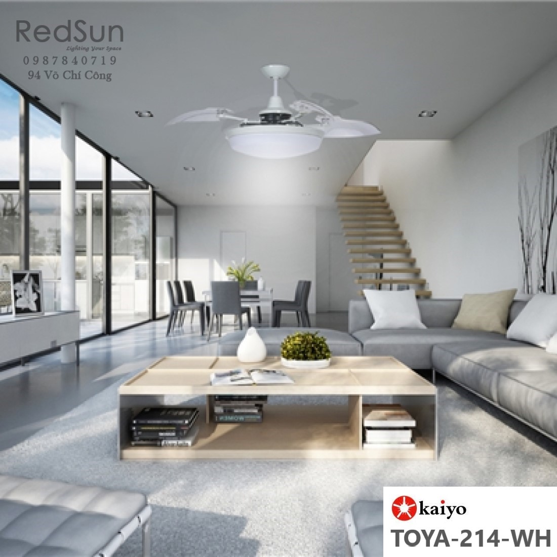 Quạt trần đèn KaiyoKukan TOYA-214-W