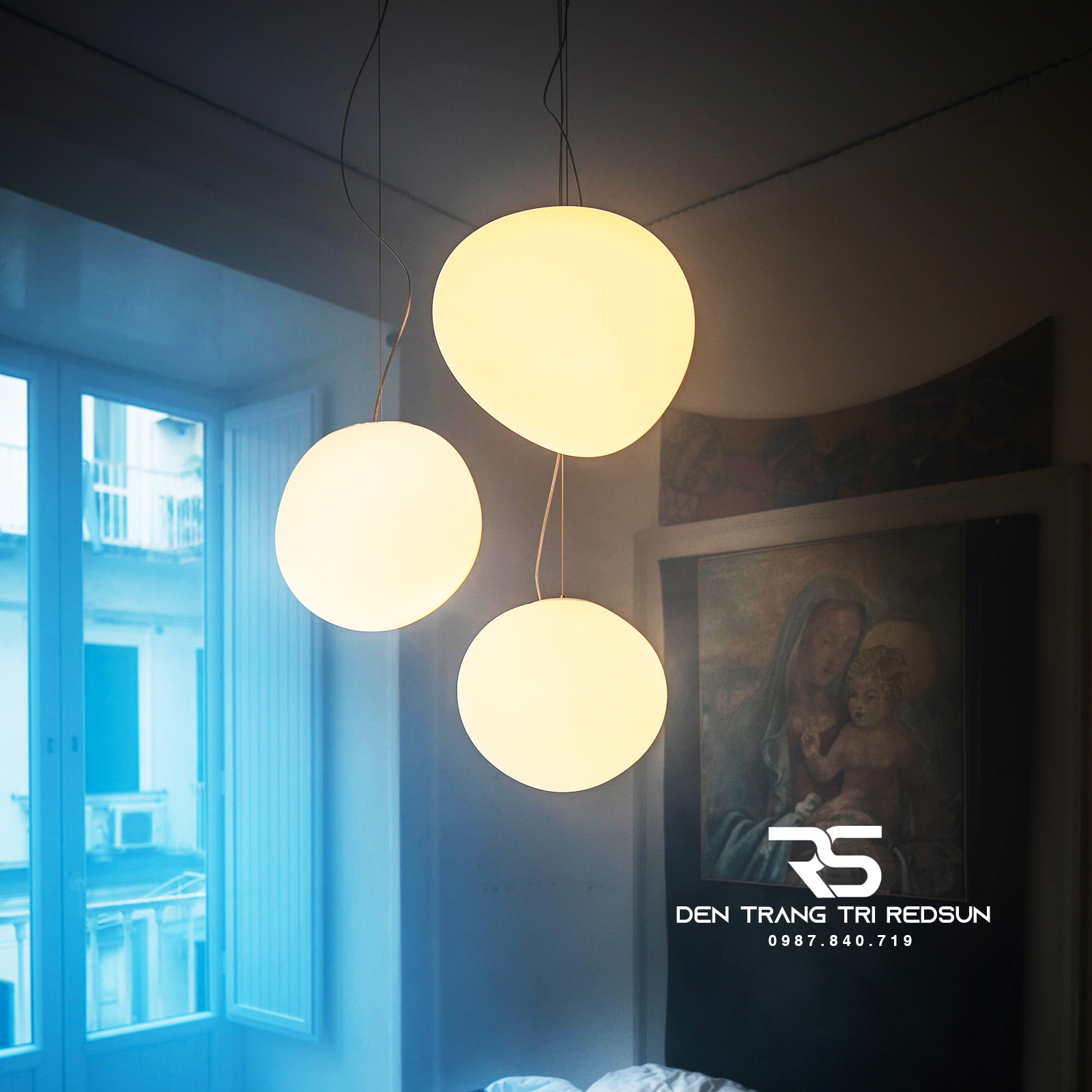 Đèn Thả Trần Hiện Đại Phong Cách Bắc Âu Đá Cuội Chất Liệu Thuỷ Tinh CDT-T015