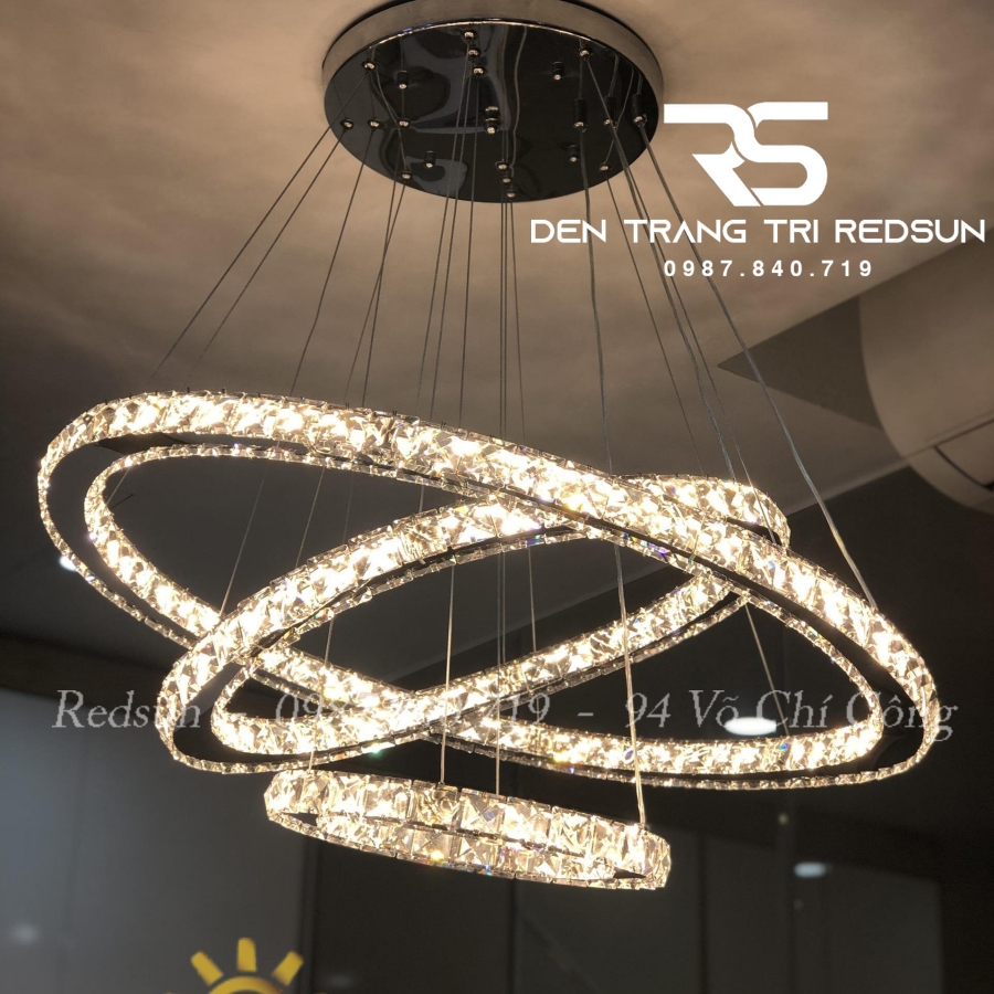 Đèn Chùm Pha Lê Hiện Đại Cao Cấp Lắp Thông Tầng Phòng Khách, Cầu Thang, Sảnh Khách Sạn TPLTD Bản 3cm