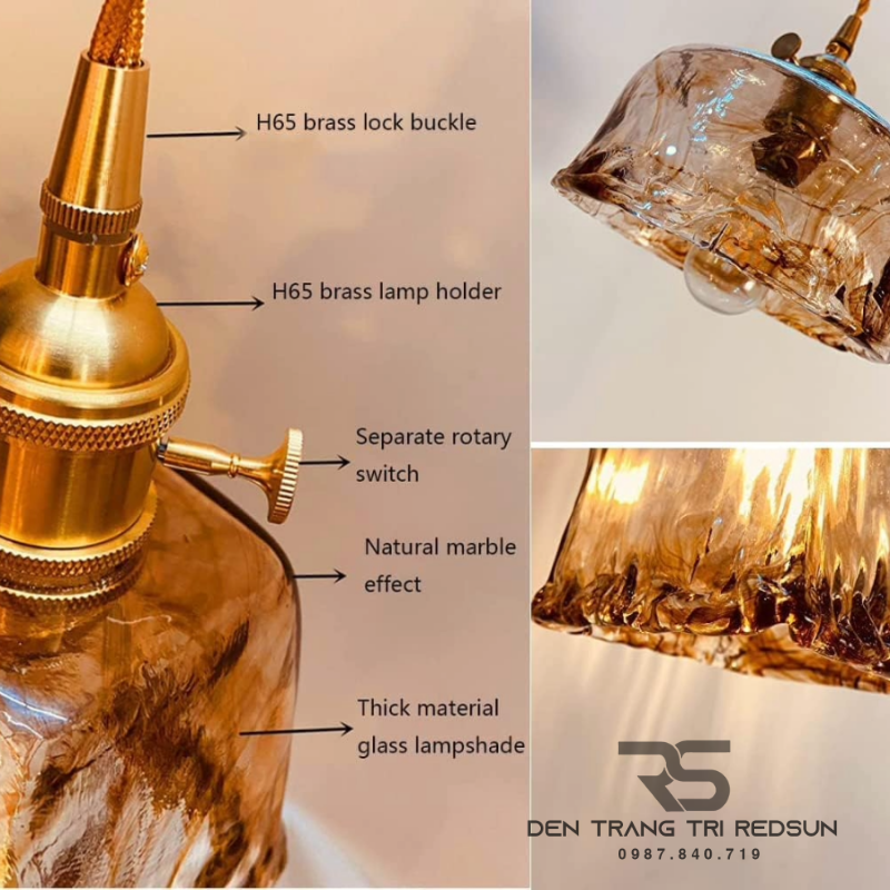 Đèn Thả Thủy Tinh Hiện Đại Phòng Khách, Phòng Ngủ, Bàn Ăn Phong Cách Retro CDT-1037