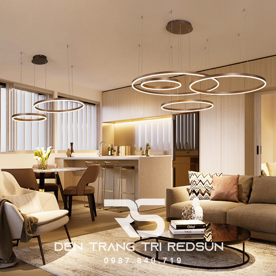 Đèn Thả Phòng Khách Hiện Đại 4 Vòng Bắc Âu Sát Trần G5-46810