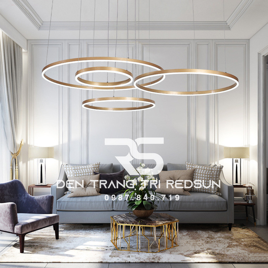 Đèn Thả Phòng Khách Hiện Đại 4 Vòng Bắc Âu Sát Trần G5-46810