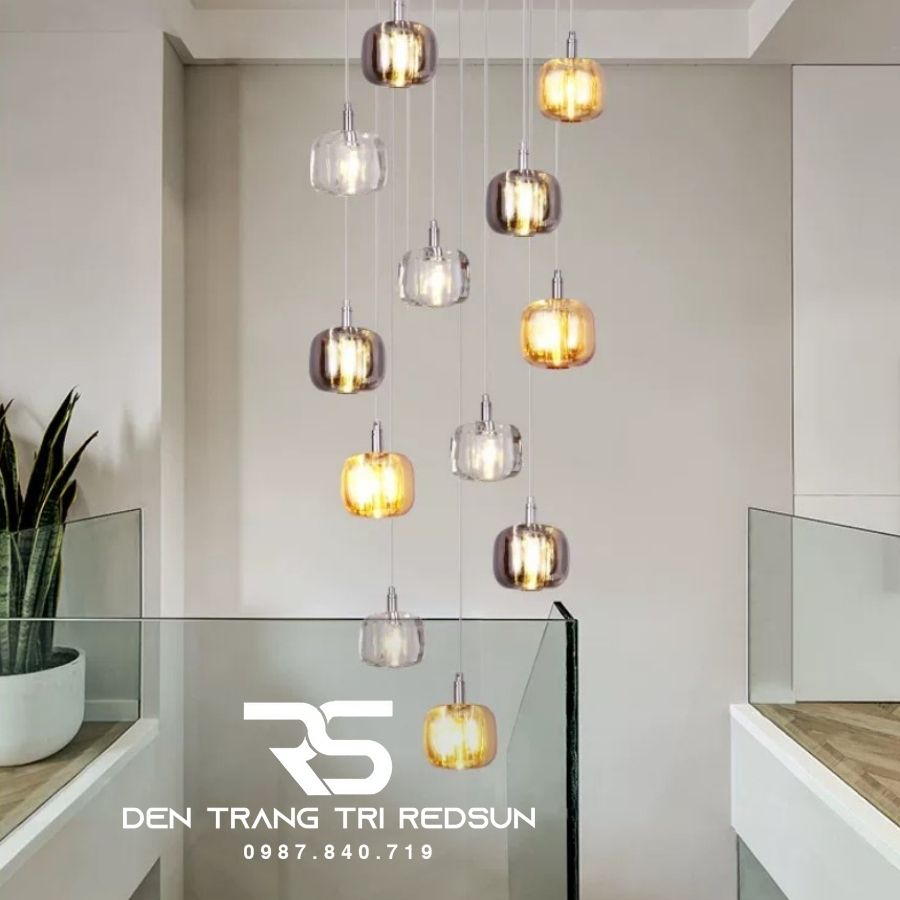 Đèn Thả Trần Hiện Đại Lắp Thông Tầng Cầu Thang, Phòng Khách, Bàn Ăn Chất Liệu Pha Lê CDT-T016