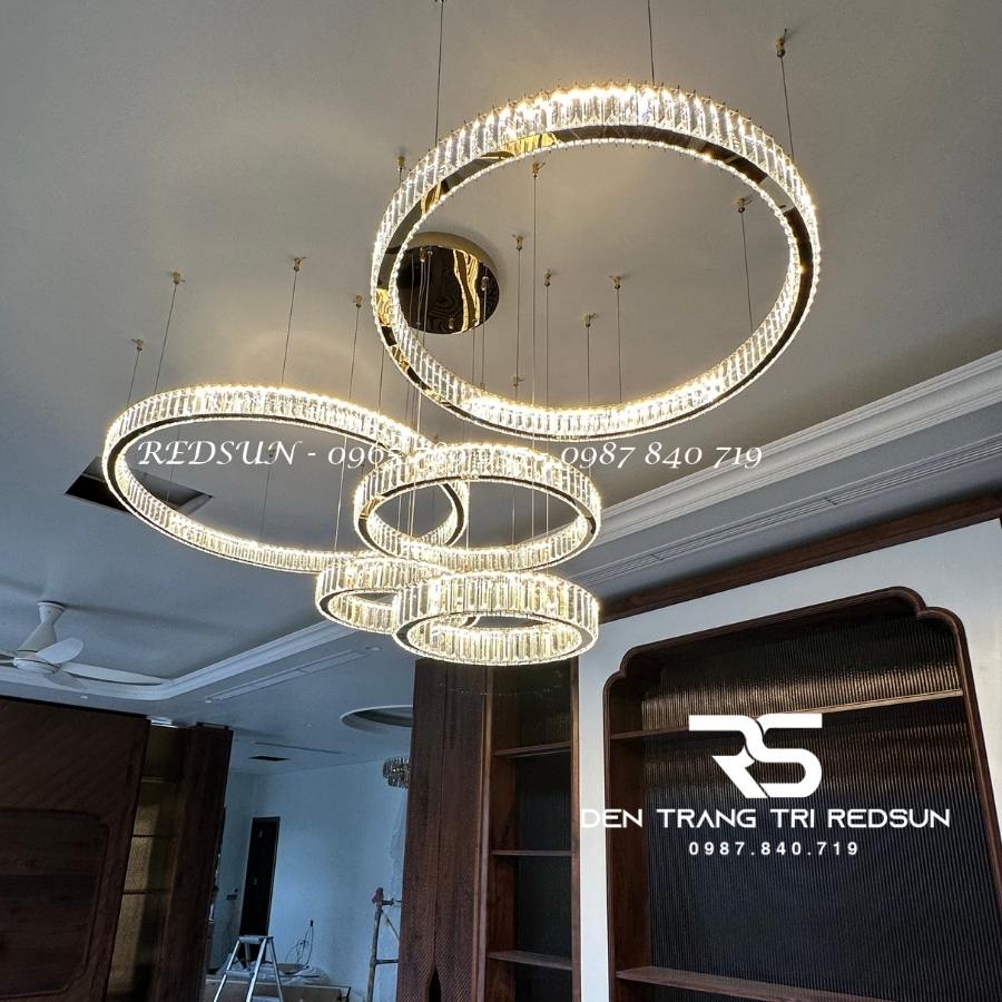 Đèn Chùm Pha Lê Hiện Đại Lắp Thông Tầng Sảnh Khách Sạn, Phòng Khách, Cầu Thang TPLTM