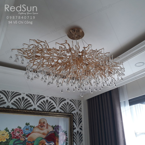 Đèn Chùm Serip Mạ Vàng Pha Lê Nhỏ