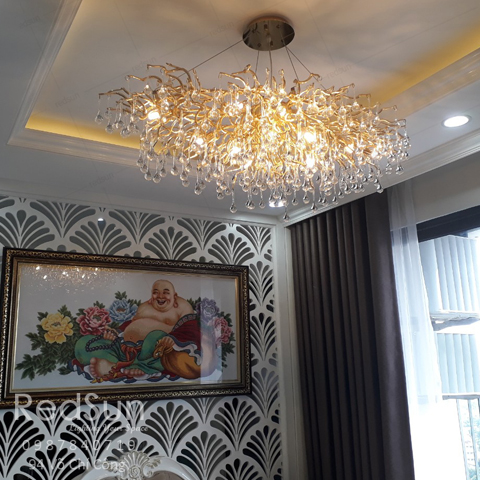 Đèn Chùm Serip Mạ Vàng Pha Lê Nhỏ