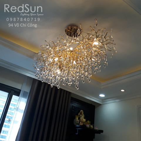 Đèn Chùm Serip Mạ Vàng Pha Lê Nhỏ