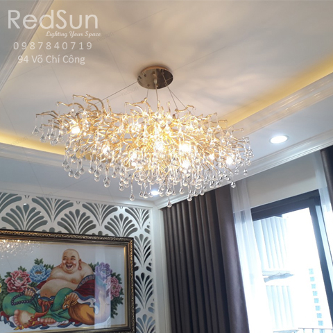 Đèn Chùm Serip Mạ Vàng Pha Lê Nhỏ