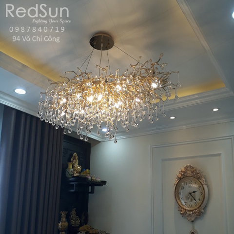Đèn Chùm Serip Mạ Vàng Pha Lê Nhỏ