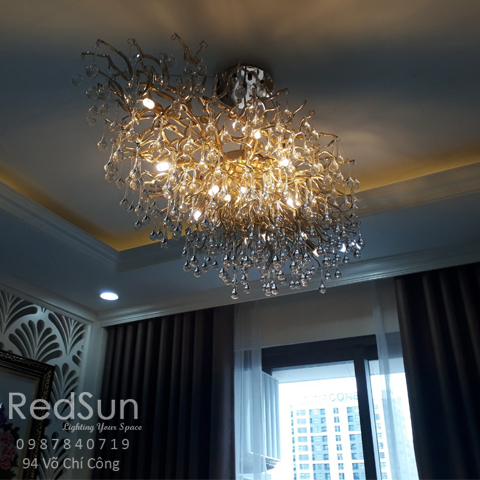 Đèn Chùm Serip Mạ Vàng Pha Lê Nhỏ