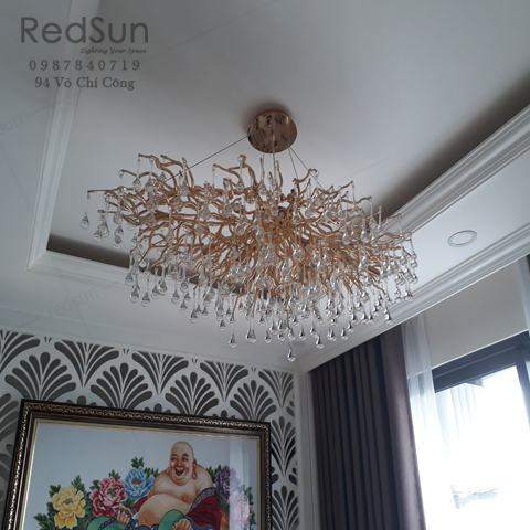 Đèn Chùm Serip Mạ Vàng Pha Lê Nhỏ