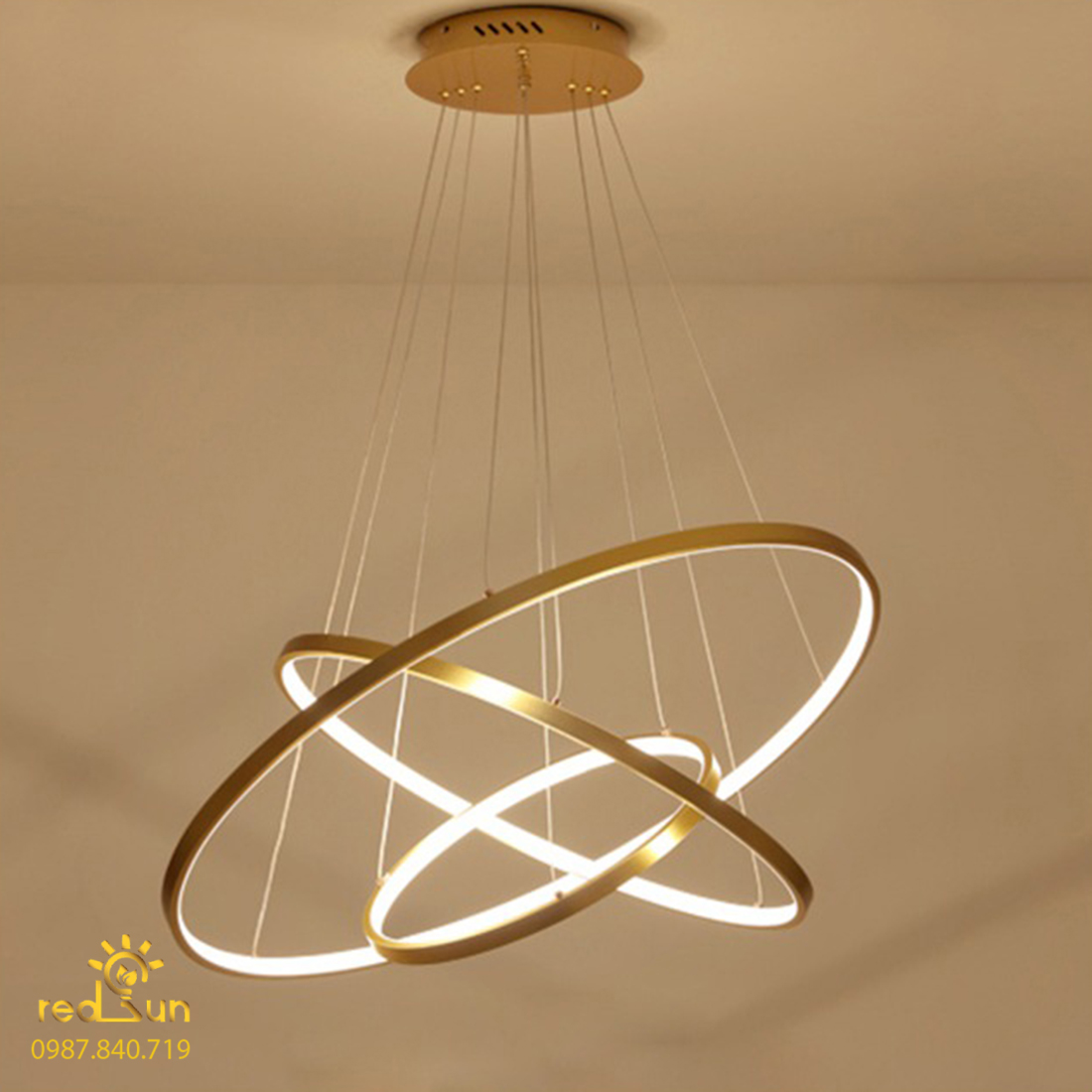 Đèn thả nhiều vòng hiện đại G2 - 3 vòng vàng