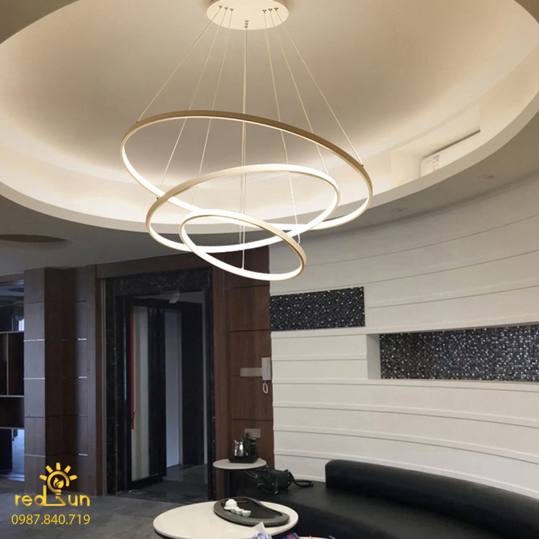 Đèn thả nhiều vòng hiện đại G2 - 3 vòng vàng