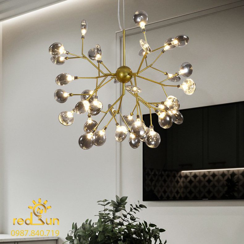 Chùm Hera dáng cầu 36 lá (vàng - khói) DC-L009