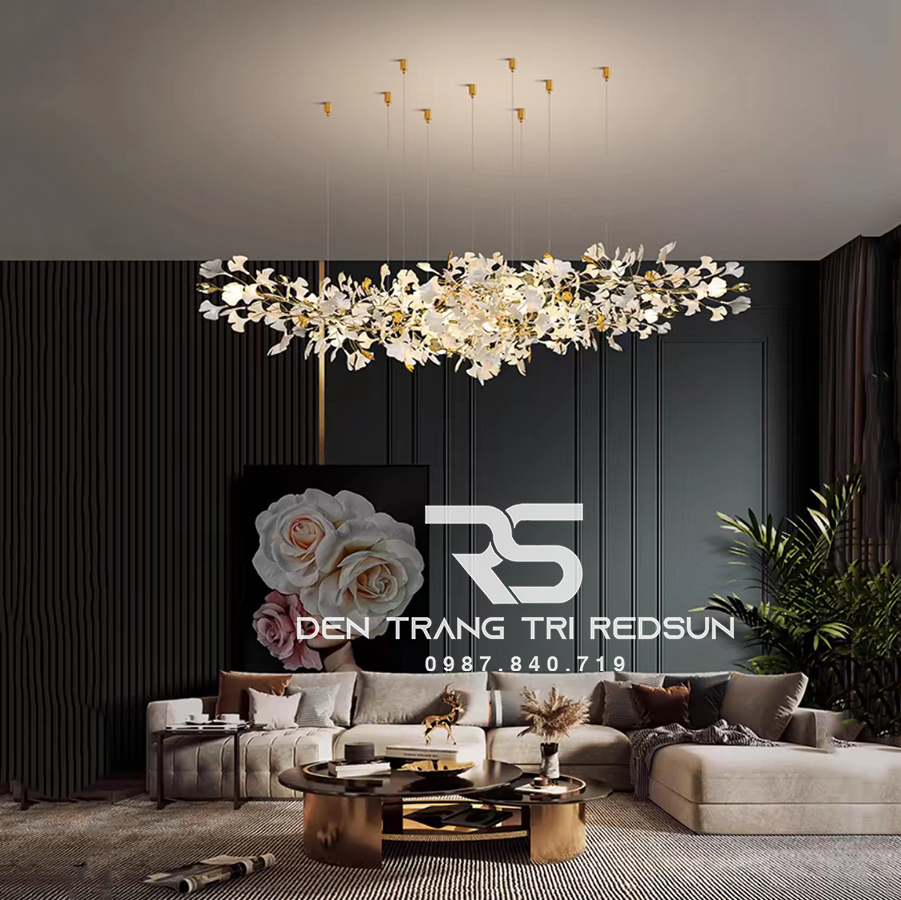 Đèn Chùm Lắp Thông Tầng, Sảnh Khách Sạn Phong Cách Bắc Âu Hiện Đại Ginkgo Leaf (Lá Bạch Quả) DC-T087