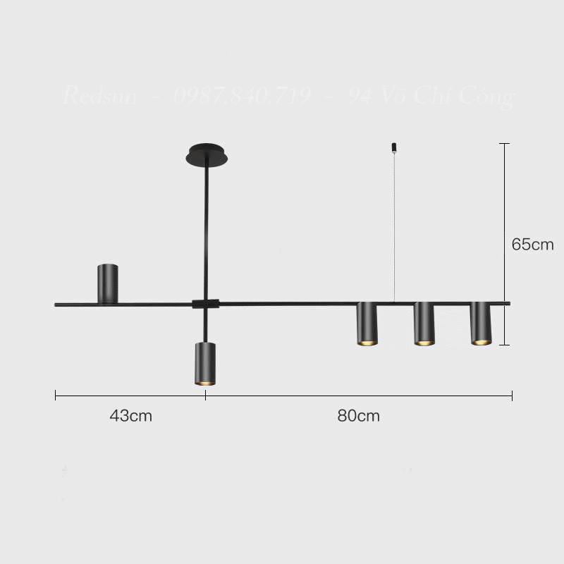 Đèn thả bàn ăn hiện đại 5 bóng rọi DC-T003