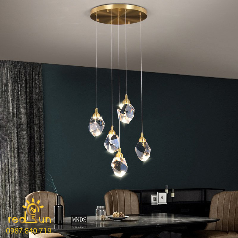 Đèn Thả Trần Hiện Đại Lắp Thông Tầng Cầu Thang, Phòng Khách, Bàn Ăn Chất Liệu Pha Lê HTK027 