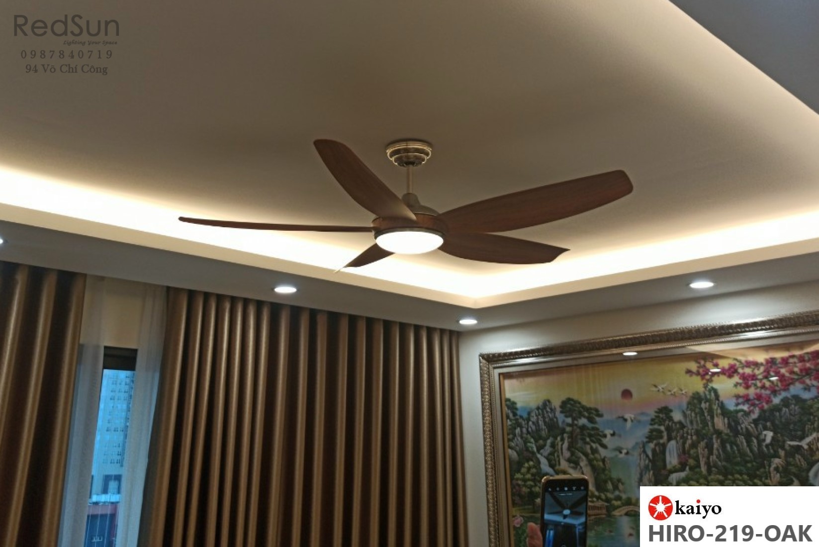 Quạt trần đèn KaiyoKukan HIRO-219-OAK