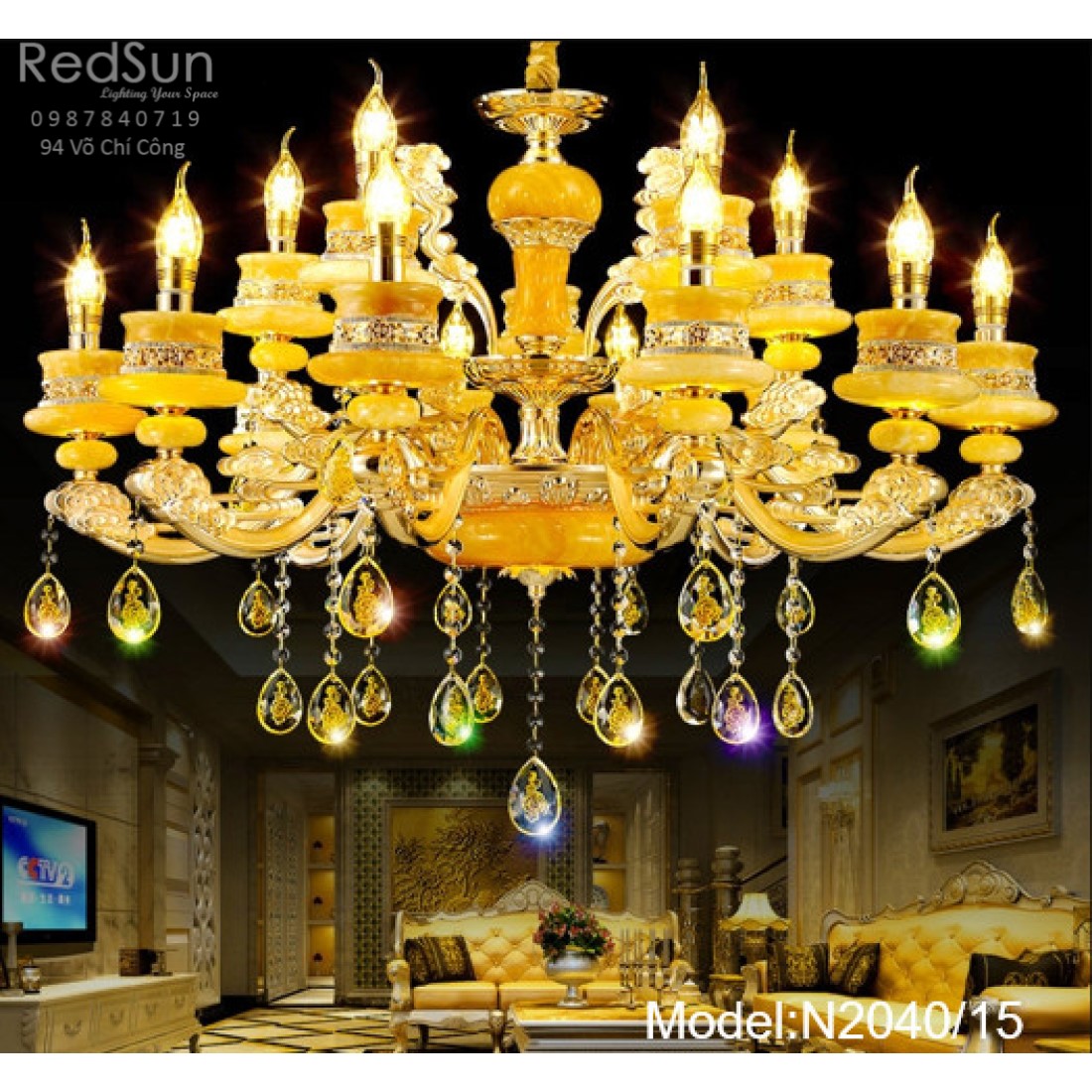 Đèn chùm cây nến phong cách cổ điển N2040
