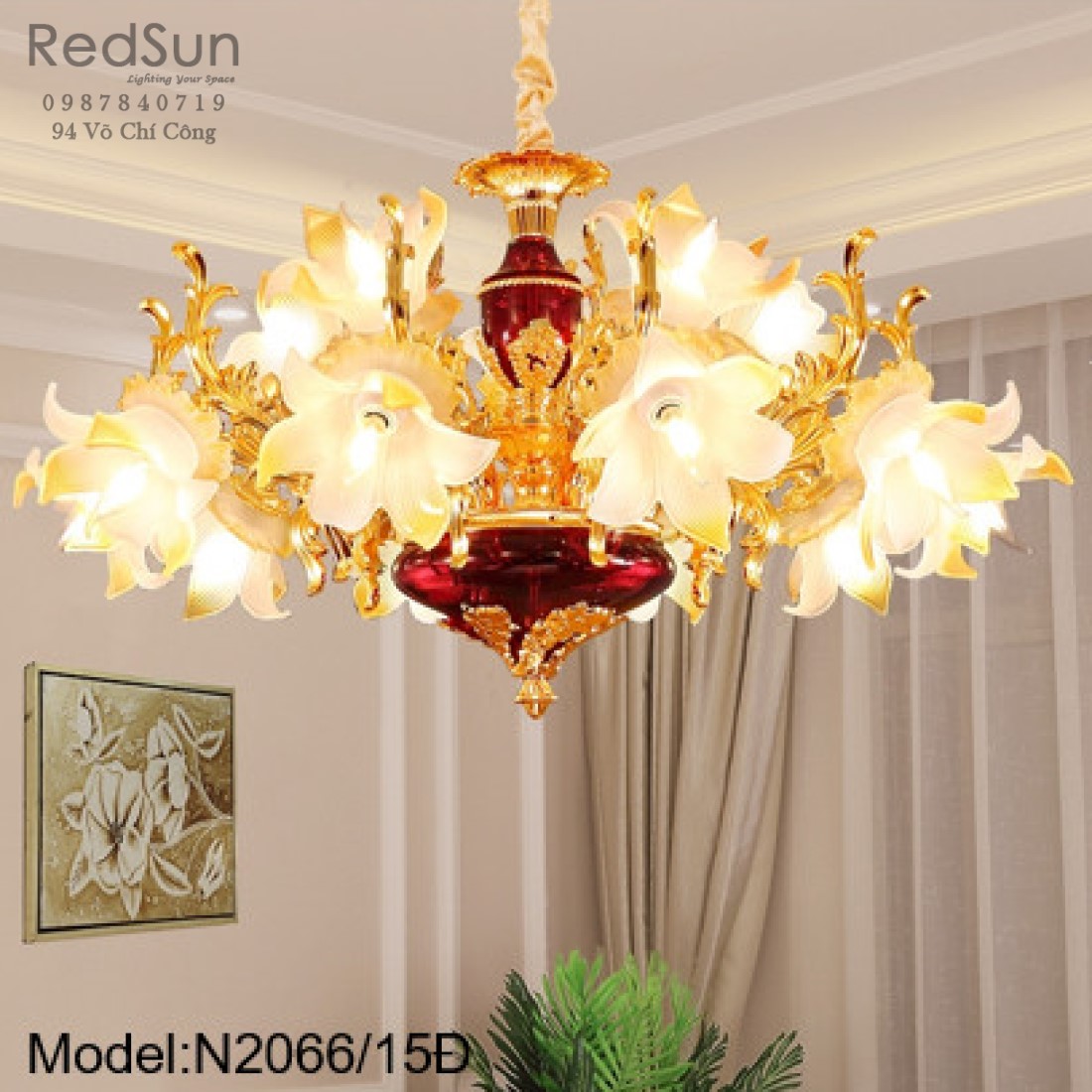 Đèn chùm hoa phong cách cổ điển N2066