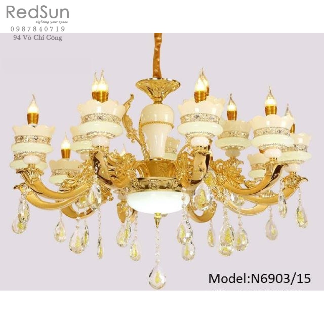 Đèn chùm thả hạt pha lê cổ điển N6903