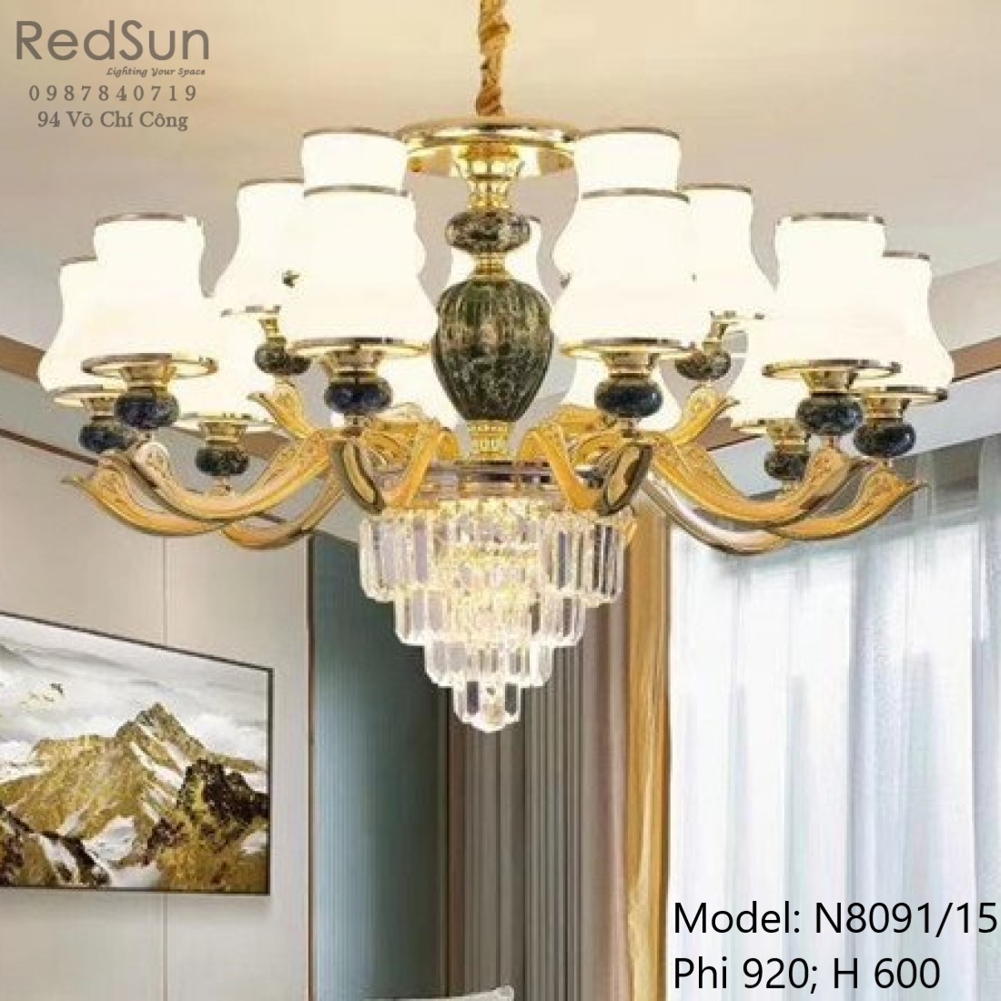 Đèn chùm phong cách cổ điển N8091/15