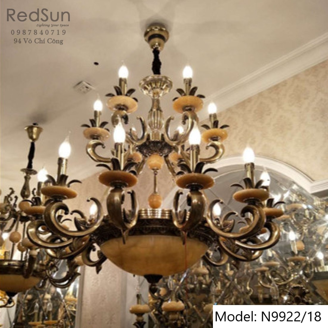 Đèn chùm tay nến phong cách cổ điển N9922