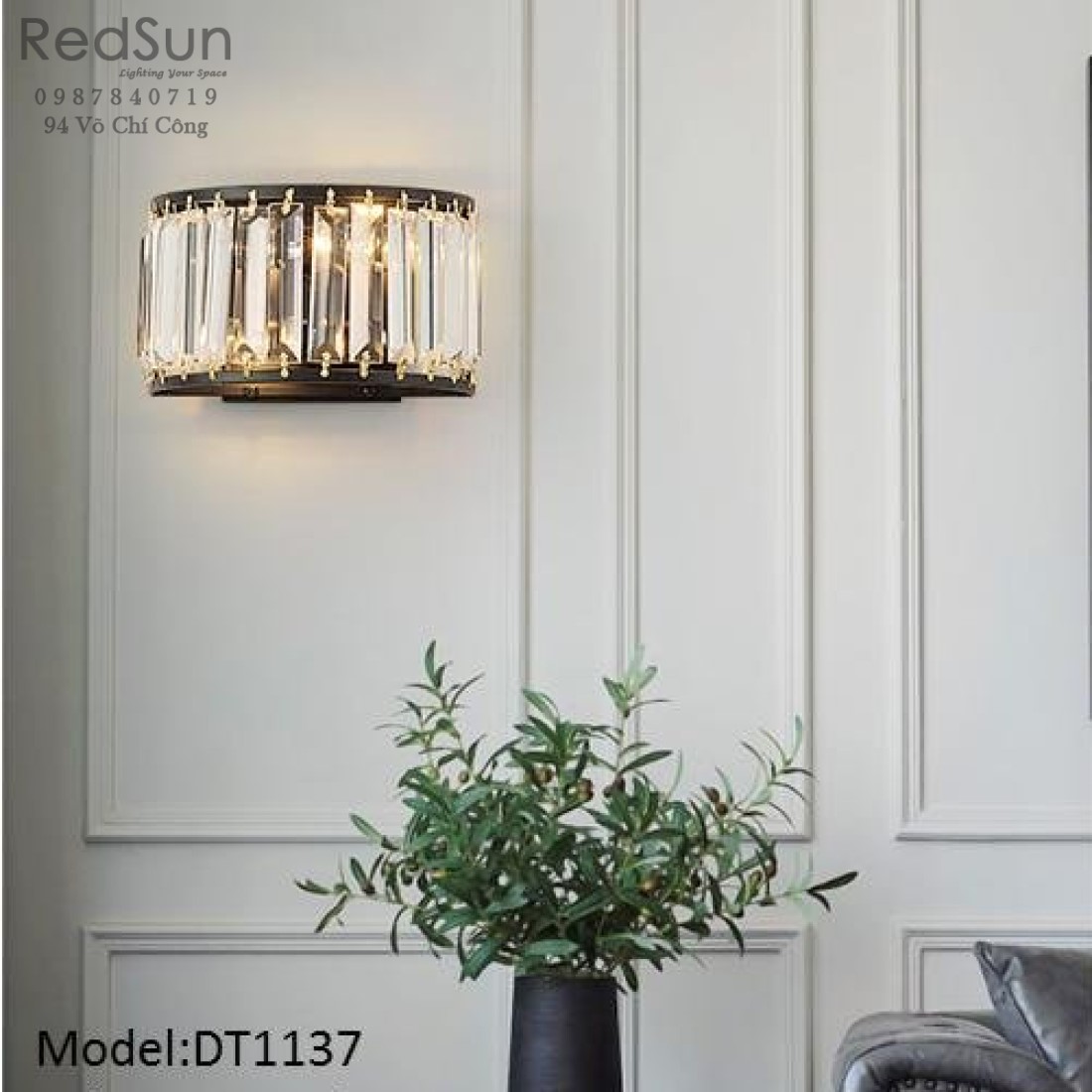 Đèn tường phong cách hiện đại khung đen DT1137