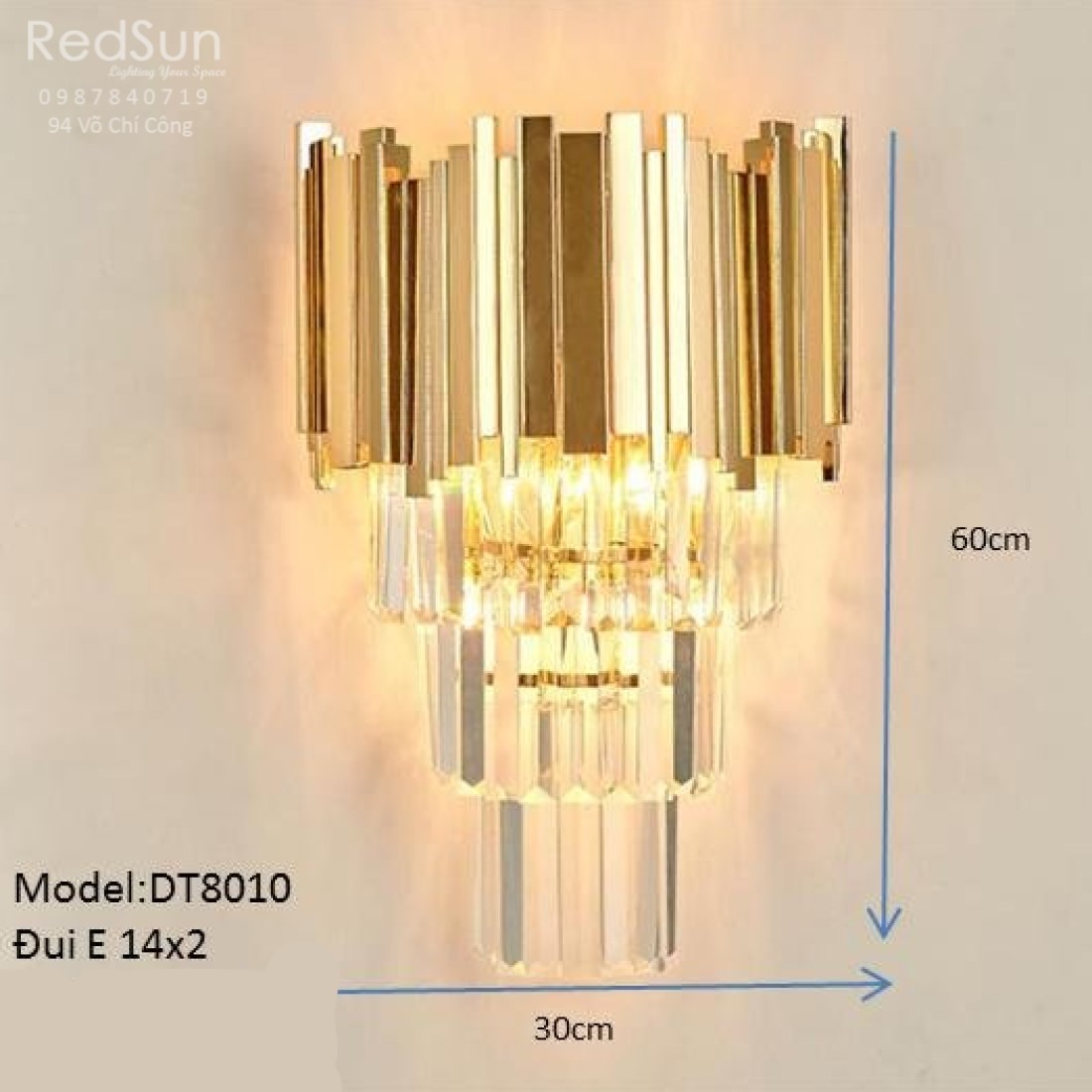 Đèn tường pha lê 4 tầng DT8010