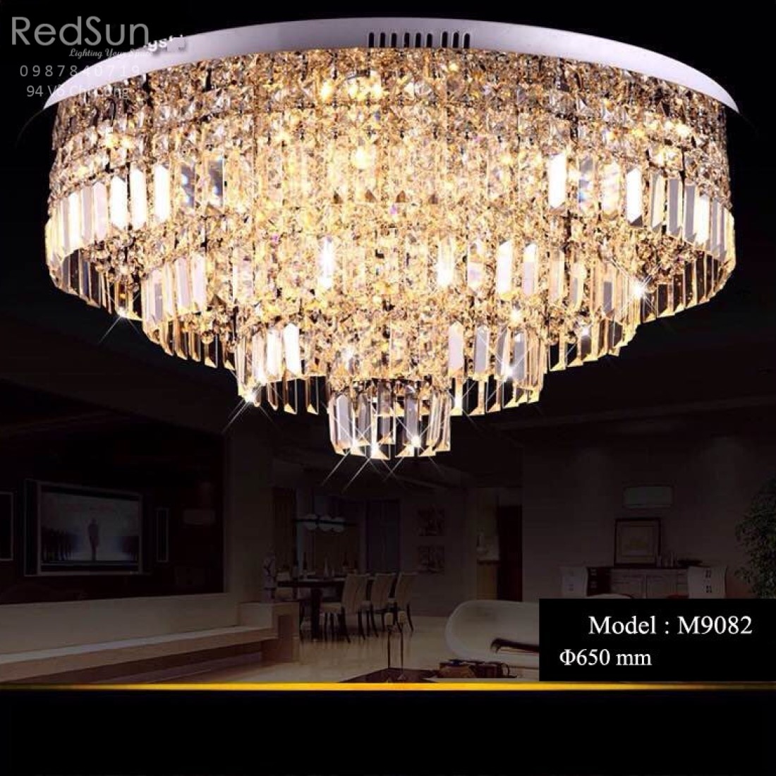 Đèn Mâm Pha Lê Ốp Trần Phòng Khách Hiện Đại  M9082