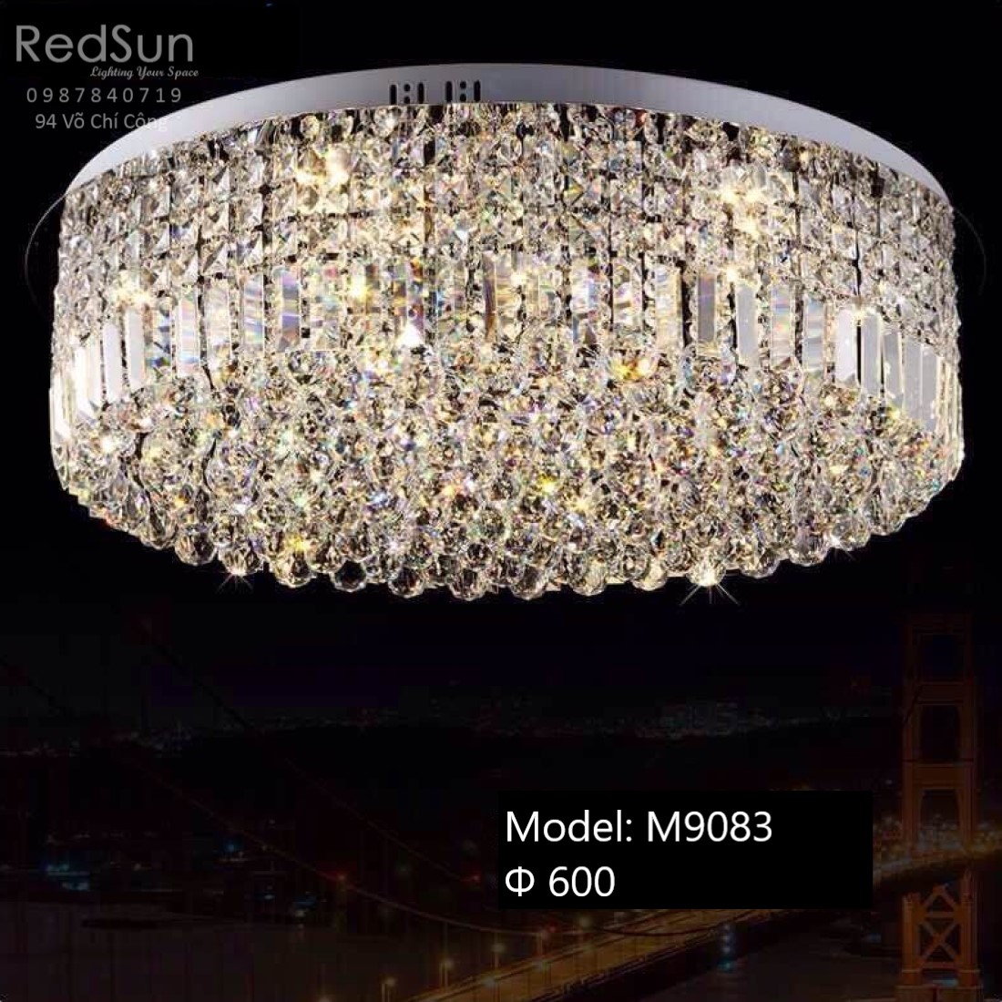 Đèn Mâm Pha Lê Ốp Trần Phòng Khách Hiện Đại M9083