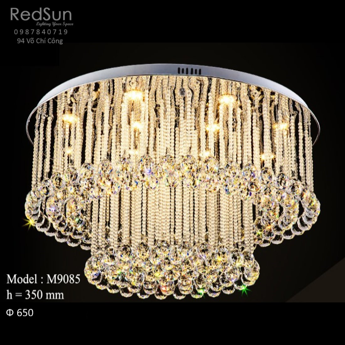 Đèn Mâm Pha Lê Ốp Trần Phòng Khách Hiện Đại M9085