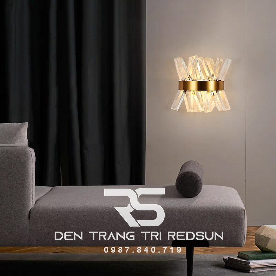 Đèn tường pha lê trang trí phòng khách hiện đại DT1164 vàng