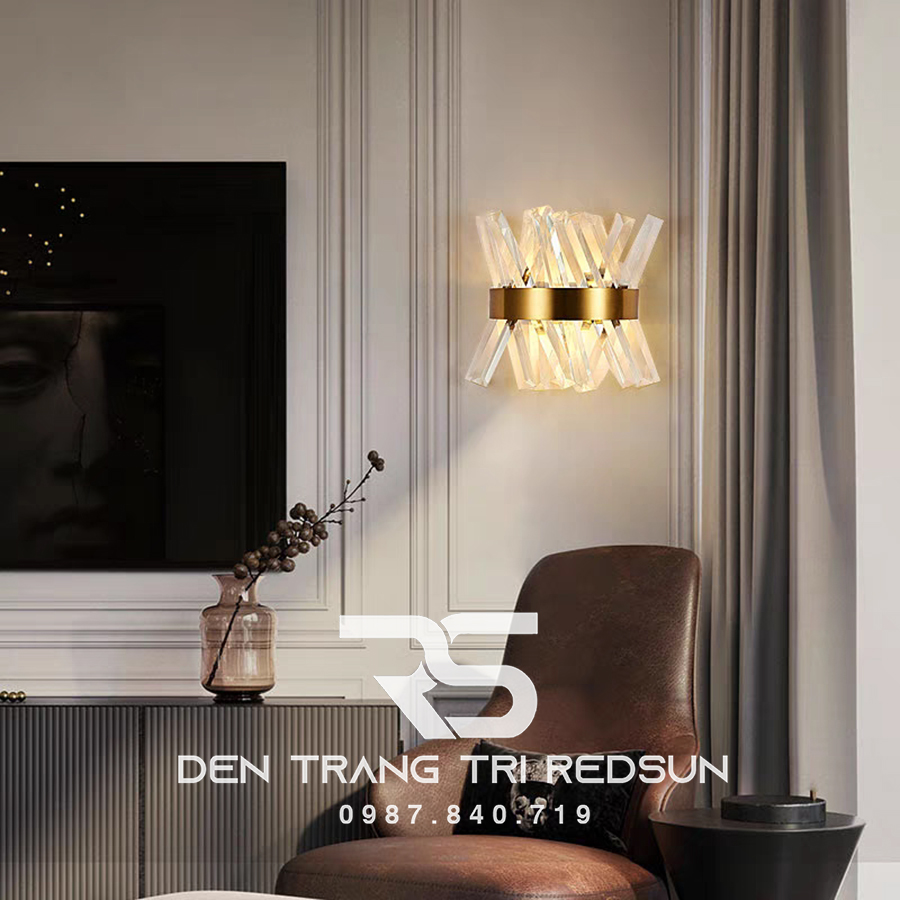 Đèn tường pha lê trang trí phòng khách hiện đại DT1164 vàng