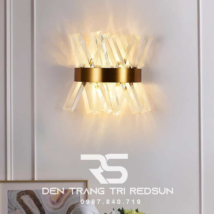 Đèn tường pha lê trang trí phòng khách hiện đại DT1164 vàng