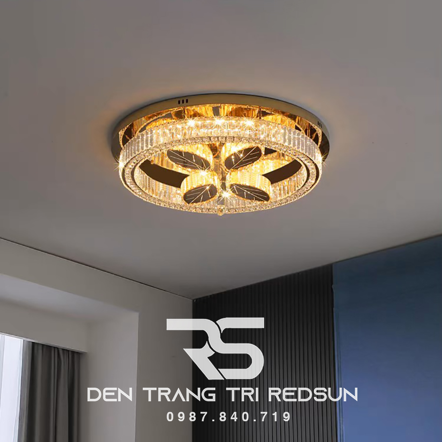 Đèn Mâm Mica Pha Lê Ốp Trần Phòng Khách Hiện Đại MKPL-083