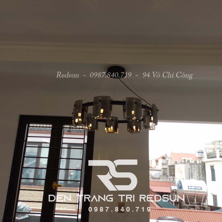Đèn Chùm Phòng Khách Hiện Đại Bắc Âu Choá Thuỷ Tinh Đen Khói DC-L054