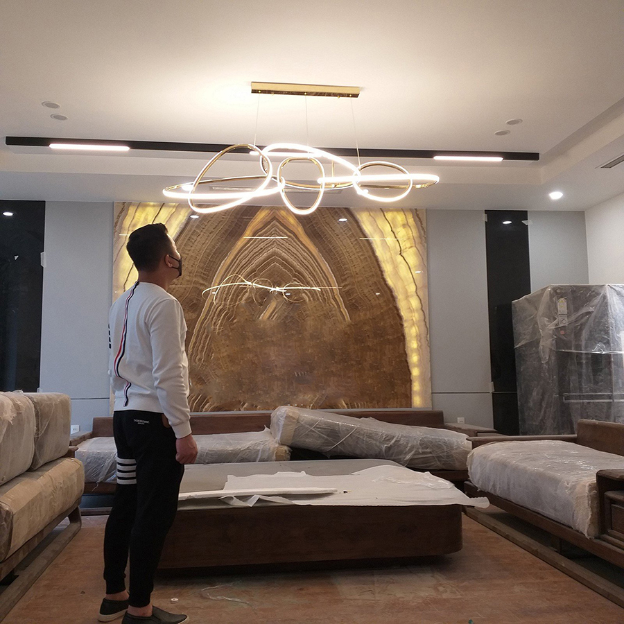 Đèn Thả Bàn Ăn Hiện Đại Bắc Âu Khung Inox Chiều Dài 160cm DC-L037